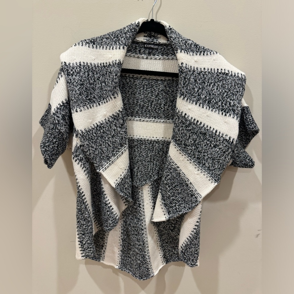 Short Sleeve Shrug Striped Sweater for Women